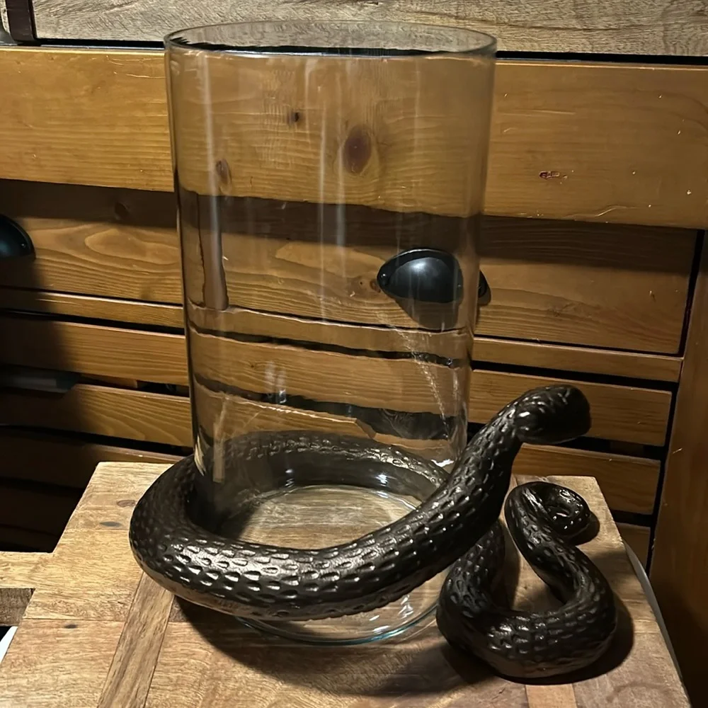 West Elm Spooky 🐍 Snake Hurricane Candle Holder BNIB SO COOL